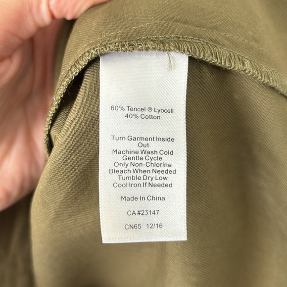 Talbots 16 Military Green Lace Up Shirt Dress Size 16 - Picture 7 of 7